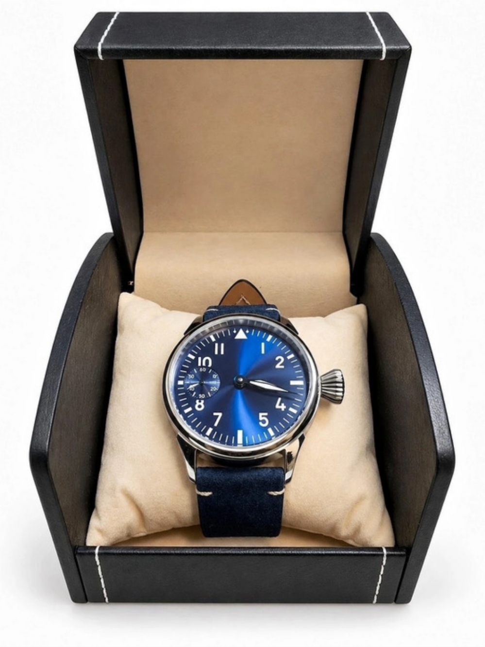 Custom Mechanical Pilot Watch – Blue Sunburst Dial – Created by Jonathan JP